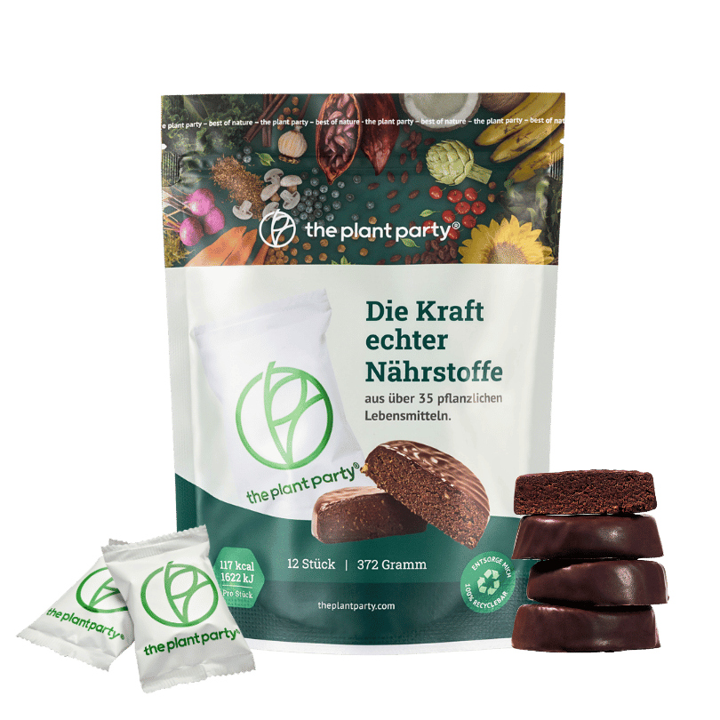 the plant party®: 35+ pflanzliche Lebensmittel in dunkler Schokolade - (12 Stück)
